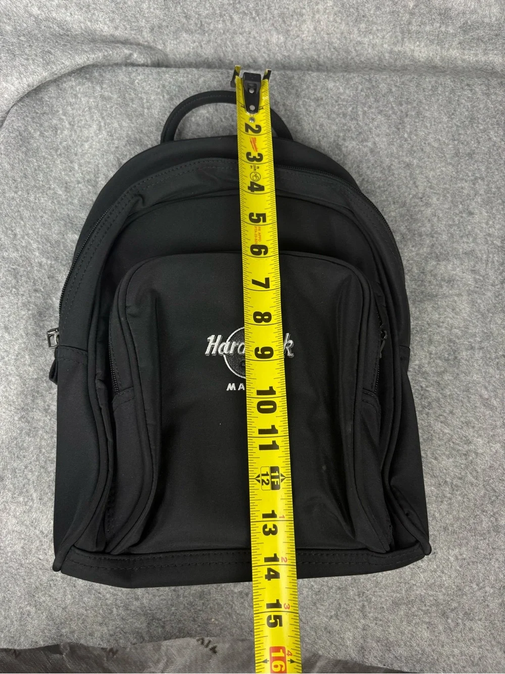 Hard Rock Cafe Madrid Black Mini Backpack Travel Bag Embroidered Logo